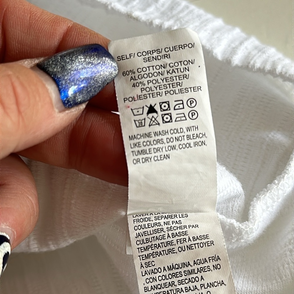 Lucky brand,  Los Angeles Sz Lg long sleeve empire drawstring sleeve white - Picture 9 of 10